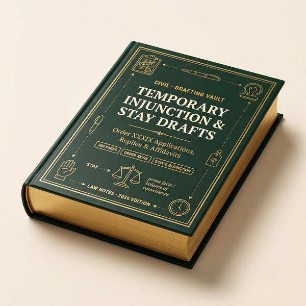 Temporary Injunction & Stay Order Drafts (Order XXXIX) Law Notes